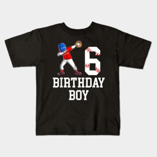 6Th Birthday Baseball Big Number Six 6 Year Old Boy Girl Kids T-Shirt